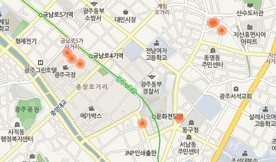 광주폴리작품은 금남로거리를 주변으로 조성돼있다.