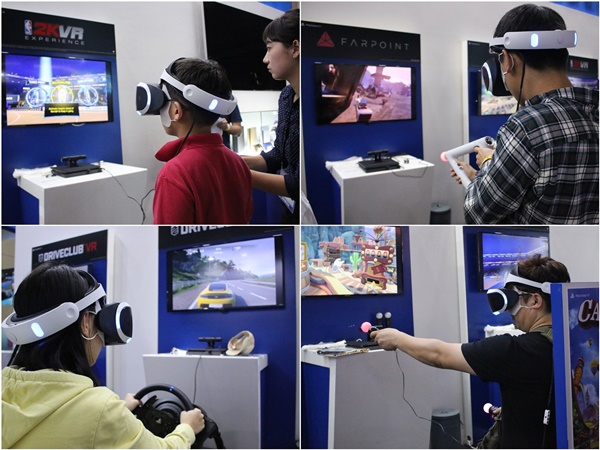 플레이스테이션 VR로 남녀노소 모두가 가상현실 게임을 즐겼다