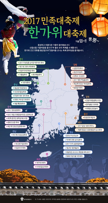 2017년 민족 대명절을 맞아 전국 어디에서나 축제를 즐길 수 있다.(출처=한국관광공사)