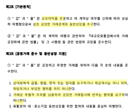 공정거래위원회가 새로 마련한 유통분야 표준거래계약서 6종 중 하나인 