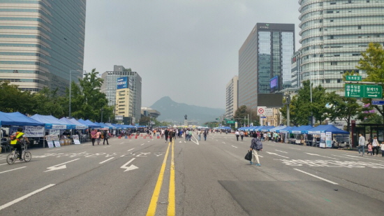 ‘차 없는 거리’ 행사가 진행 중인 세종대로 