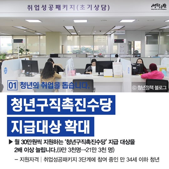 일자리 필요한 분들께 기회를 일하고 있는 분들께 지원을