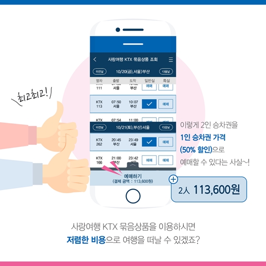 KTX 왕복 승차권 50% 할인받고 여행 가자