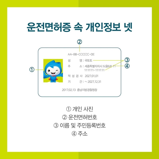운전면허증 속 개인정보 4가지