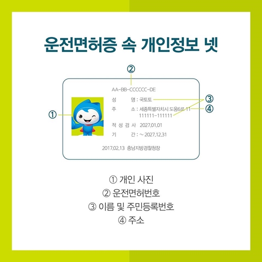 운전면허증 속 개인정보 4가지 