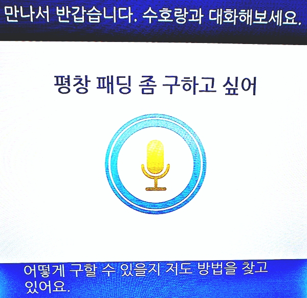 평창 패딩을 구하는 건 어렵다고 솔직하게 표현하는 수호랑.