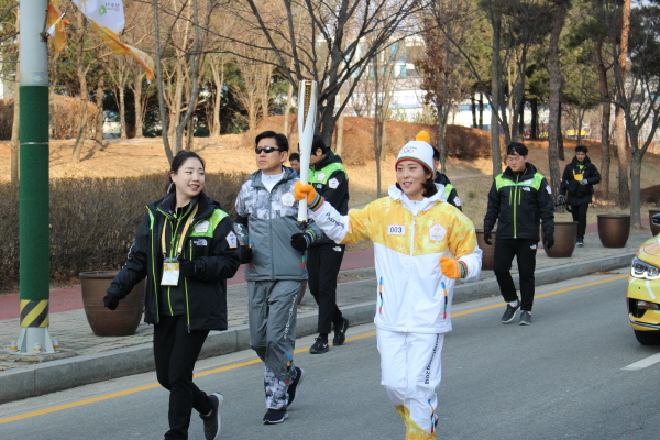 오송에서 진행된 성화봉송.