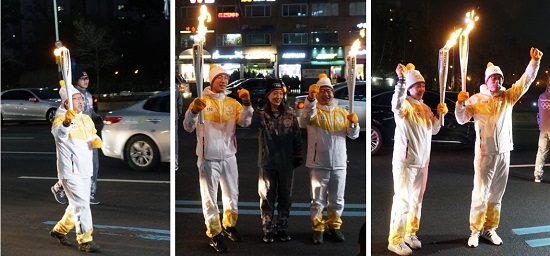 KT하키선수단의 임계숙 등 성화봉성 주자들