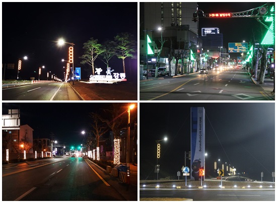 축제분위기를 물씬 풍기는 강릉도심과 빙상경기장 주변 거리의 LED조형물.