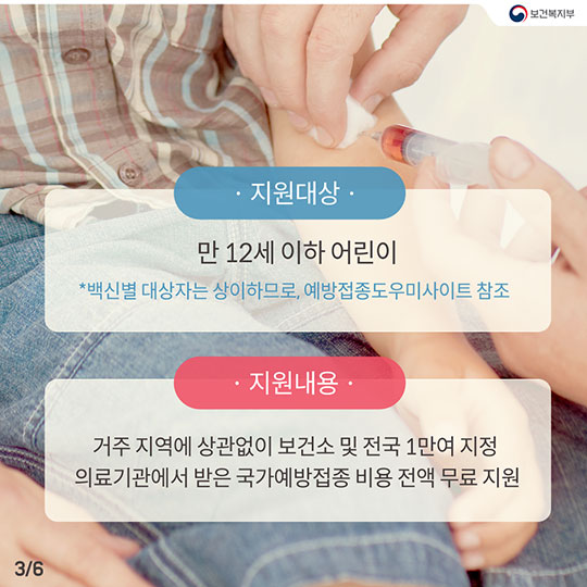 비용부담 NO! 어린이 국가예방접종으로 안심하세요!