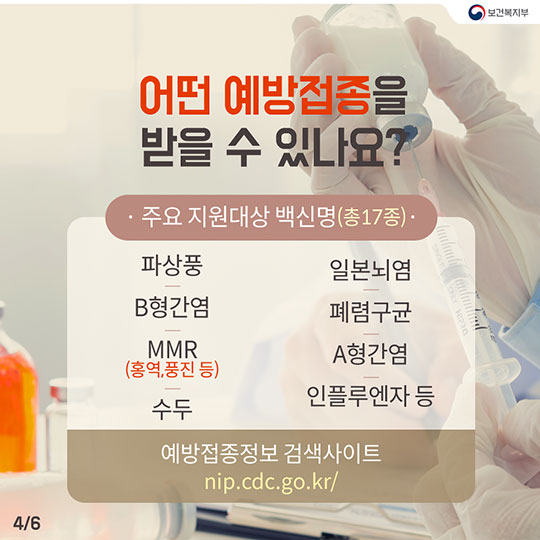 비용부담 NO! 어린이 국가예방접종으로 안심하세요!