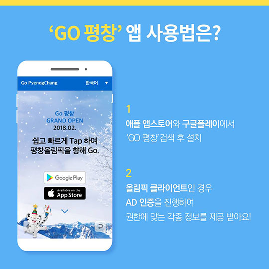 평창 올림픽 가는 길, ‘GO 평창’ 앱 사용하자!