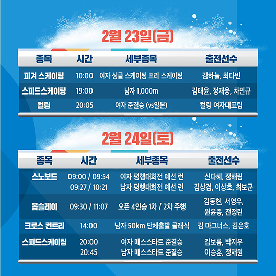 어머! 이건 꼭 봐야 돼…평창 동계올림픽 경기일정