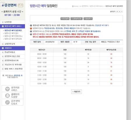 토요일에도 인터넷으로 사전예약을 하면 운전면허 갱신이 가능하다.