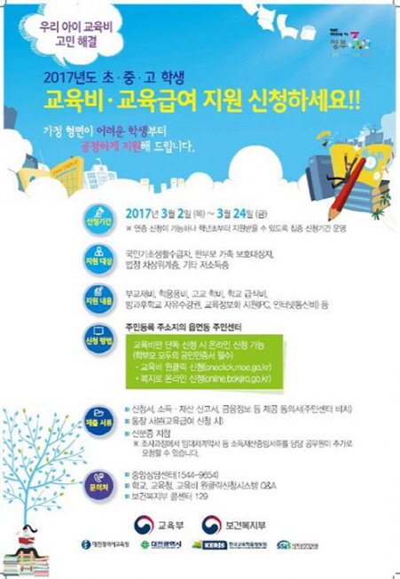 교육부는 올해부터 교육급여의 항목별 지원금액을 2017년 대비 대폭 인상, 중？고등학생에게만 지급됐던 학용품비를 초등학생에게도 신규로 추가 지원한다. (출처=교육부)