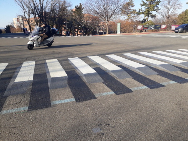 대구대학교에 설치된 3D 횡단보도