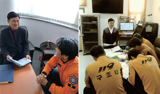 소담팀이 경기북부소방재난본부 소속 소방관들을 대상으로 심리 상담을 실시하고 있는 모습. 특히, 소담팀은 소방공무원의 순직이나 자살사건등 소방관의 긴급상황 발생시 24시간 이내 현장으로 출동해 위기상황 스트레스해소 상담을 하고 있다.