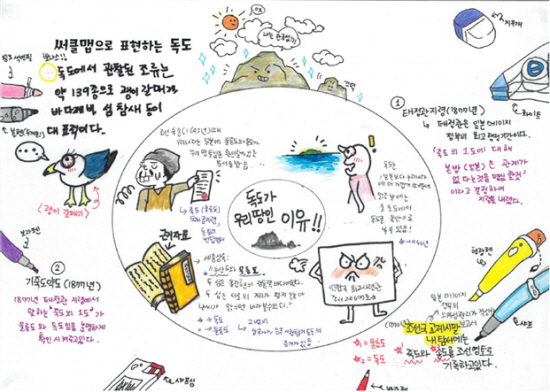 세종 양지중학교의 2017년 독도계기교육 결과물 사례. (출처=교육부 누리집)