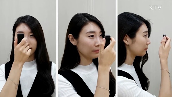 홍채 인식 기술을 사용하고 있는 모습.(출처=KTV)