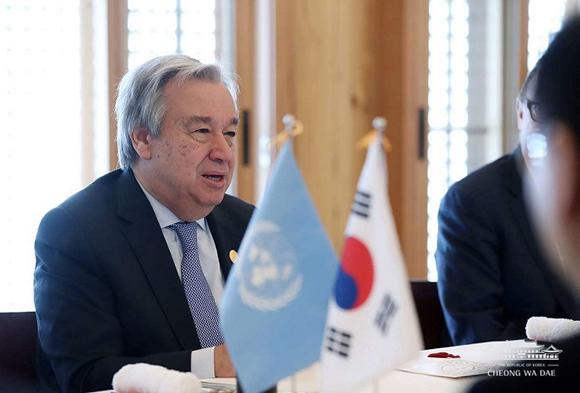 안토니오 구테헤스 (Antonio Guterres) 유엔 사무총장. 