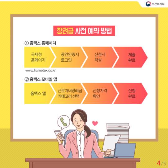 근로·자녀 장려금 신청 사전 예약하세요