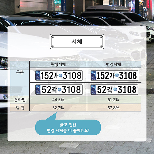 새 자동차 등록번호판, 국민의 선택은?