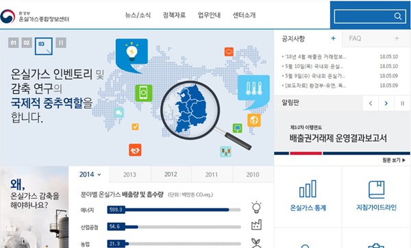 온실가스종합정보센터.(http://www.gir.go.kr/home/main.do)