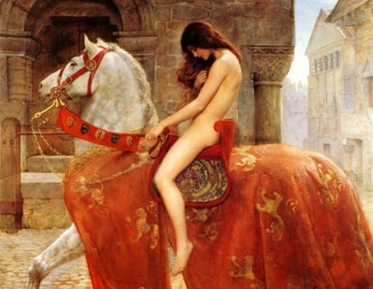 영국 화가 존 콜리에가 1898년에 그린 ‘레이디 고다이버’. 말을 탄 고다이버 부인을 그린 많은 그림 중 명작으로 꼽힌다.