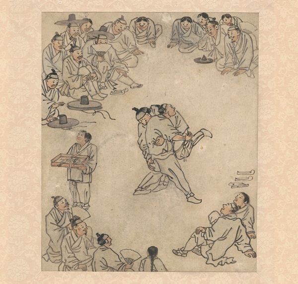 김홍도의 풍속화 씨름.(출처=뉴스1, 문화재청 제공)