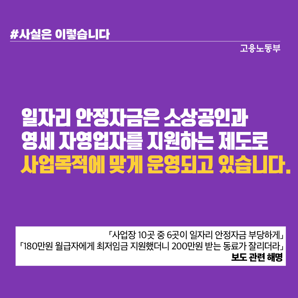 일자리 안정자금 부정수급 사례 11월말 현재 9곳 불과