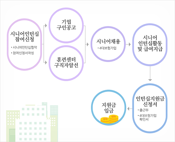 시니어인턴십 지원 과정. (인포그래픽=서울시어르신취업지원센터)