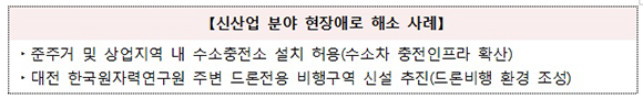 신산업 분야 현장애로 해소 사례.