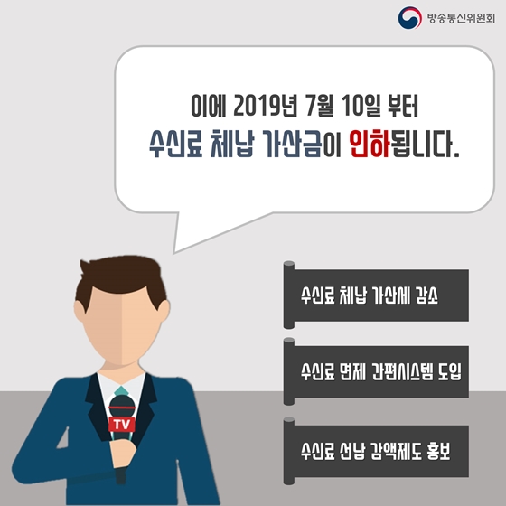 수신료 체납 가산금이 인하됩니다