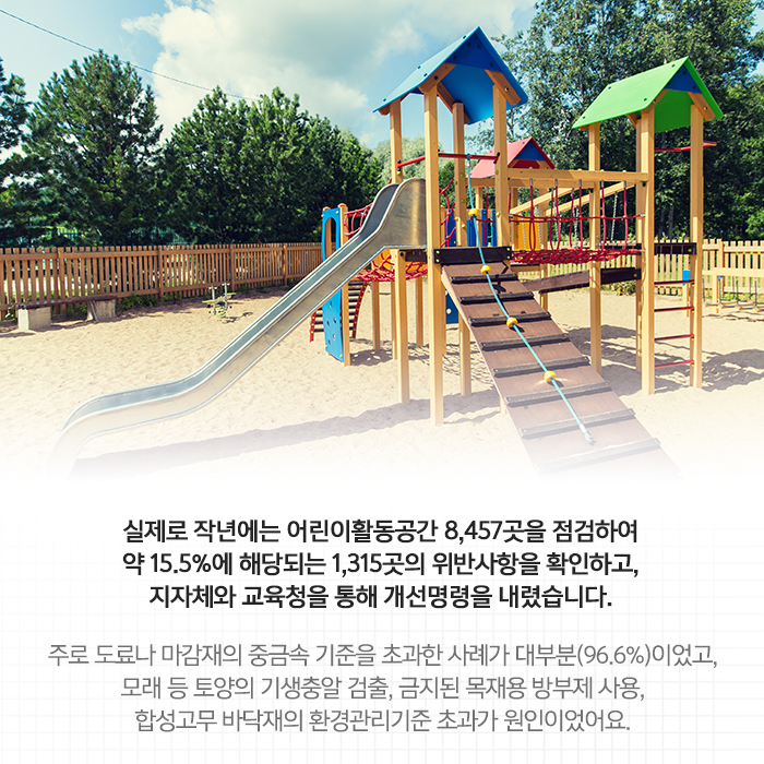 어린이 활동공간, 환경적으로 안전한지 꼼꼼히 확인합니다
