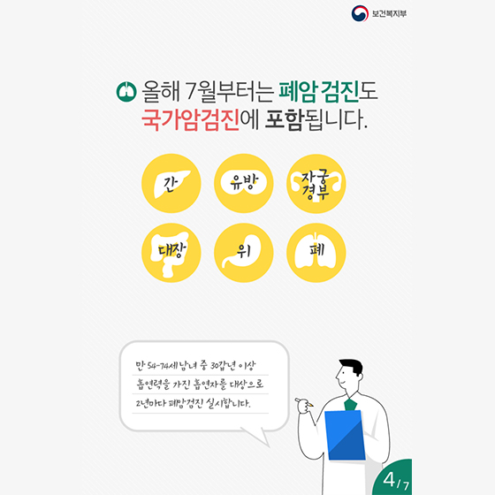 7월부터 폐암검진이 국가암검진에 포함됩니다