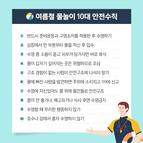 음주 후 물놀이 절대 금지!