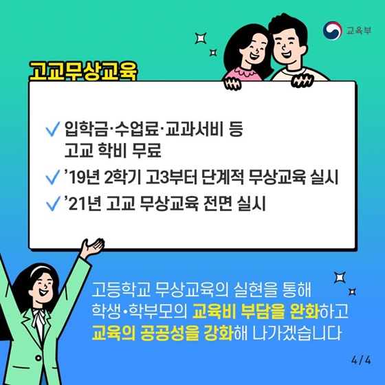 2019년 2학기 3학년부터 고등학교 무료로 다니세요!