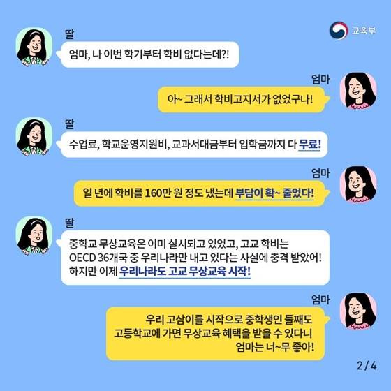 2019년 2학기 3학년부터 고등학교 무료로 다니세요!
