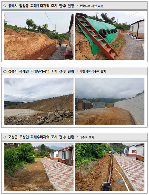 임시 조립주택 피해우려지역 조치 현황