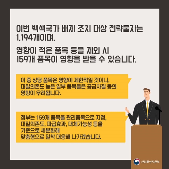 일본의 한국 백색국가 배제 결정에 따른 산업통상자원부 입장