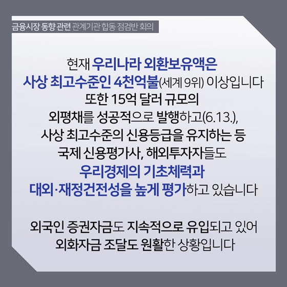 금융시장 동향 관련 관계기관 합동 점검반 회의 결과