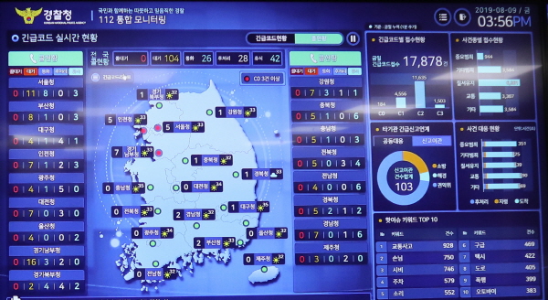 경찰청 112신고통합모니터링 시스템으로 전국 112신고를 모니터링하며 신속하게 상황을 관리하여 현장 대응력을 강화할 수 있다.