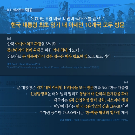 한국 대통령 최초, 임기 내 아세안 10국 모두 방문