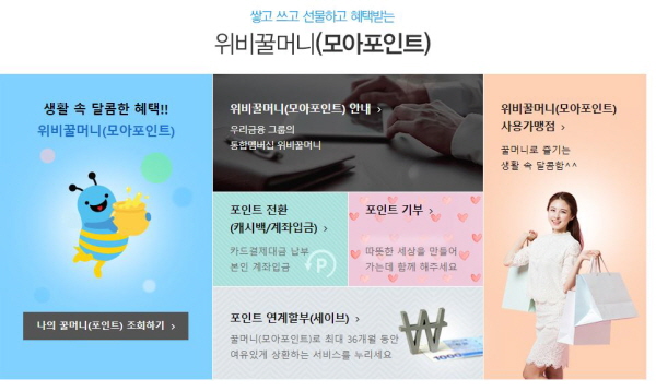 카드사 홈페이지에 있는 카드 포인트 안내 사이트.