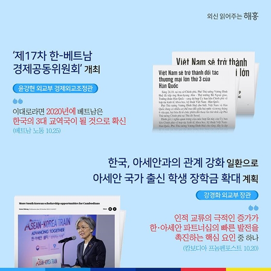 해외 언론이 주목하는 한·아세안 협력과 한국의 역할
