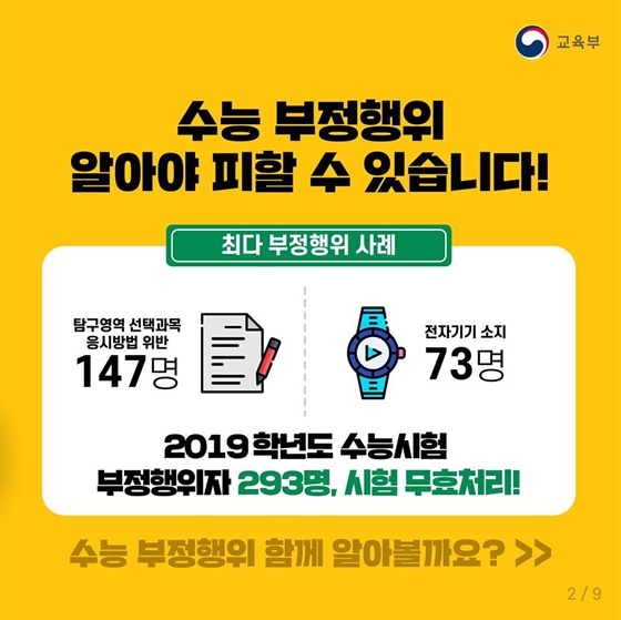 2020학년도 수능 부정행위 예방을 위한 유의사항