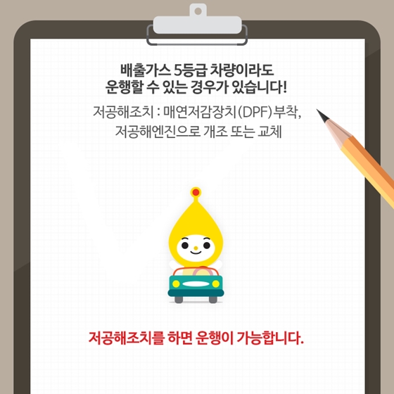 내 차가 배출가스 5등급 차량이라니, 어떡하지?