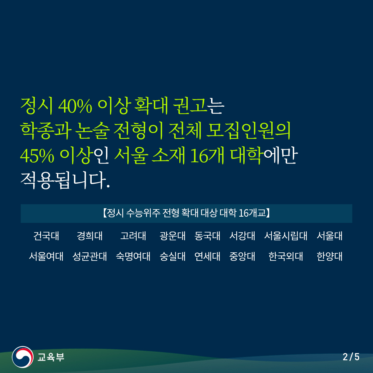 정규교육과정 내 비교과 영역 주요항목, 여전히 대입에 반영