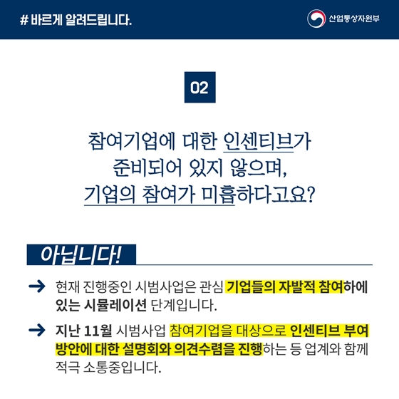 재생에너지 사용 인정제도, 시범사업 참여기업 적극 참여