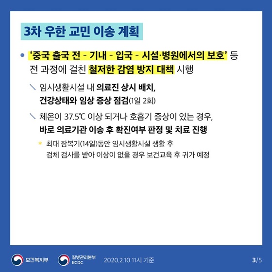 3차 우한 교민 이송 계획 및 국내 크루즈선 입항 대응방안
